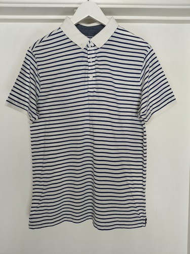 Mens white blue stripe - &, polo